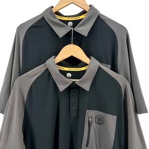 BRP Mens XL Performance Polo Shirt Black Grey Zipper Pocket RideOut Intimidation